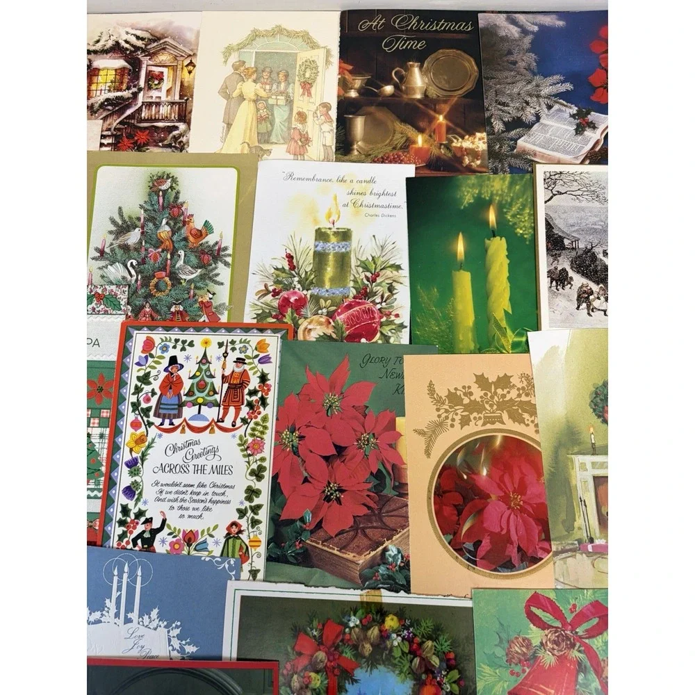 Vintage Christmas Cards Fronts ONLY Traditional Scrapbooking Decoupage Lot 50+